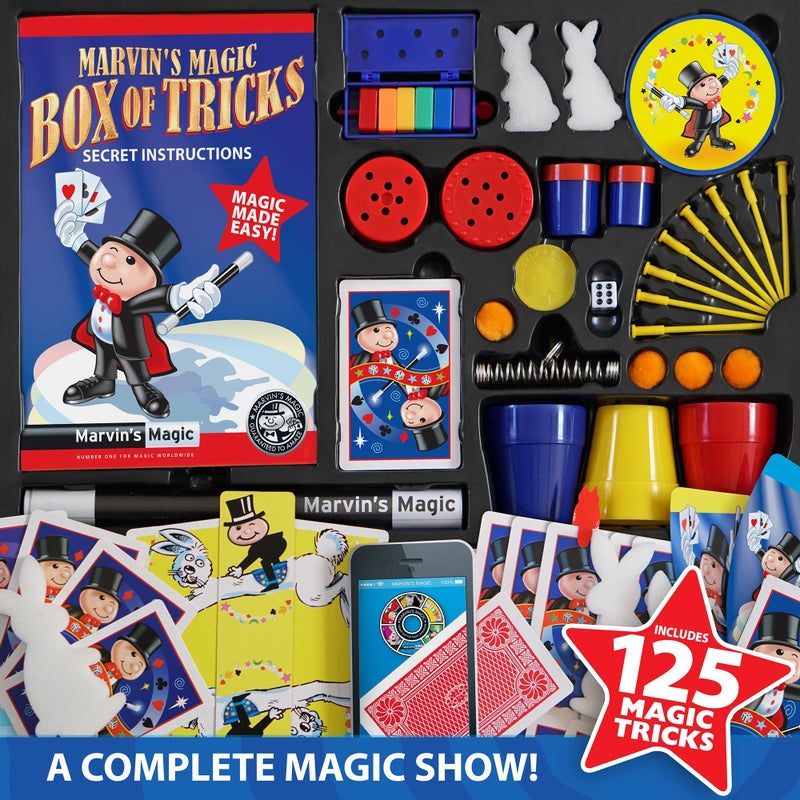 Marvins Magic Marvin’s Magic Box of Tricks – 125 Classic Magic Tricks Set for Kids, Complete Magician Kit with Props & Video Instructions - Image 2
